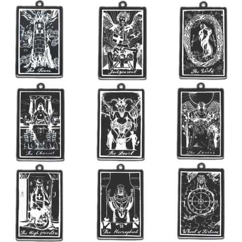 3pcs/lot 100% Stainless Steel Gun Metal Tarot Card Pendant DIY Jewelry Charm Wholesale Custom Findings OEM Design Factory Price