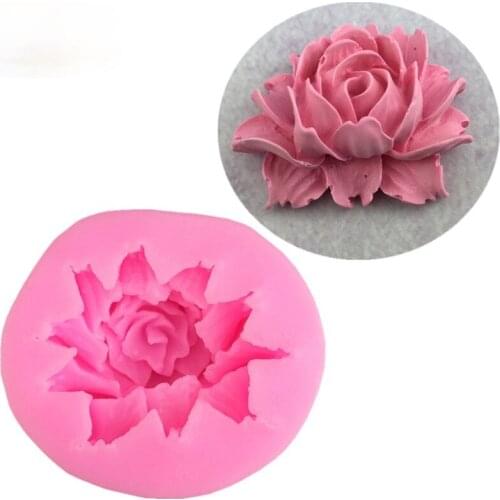 3D rose fudge DIY mold silicon gum craft cake decoration clay candy paper cup tool