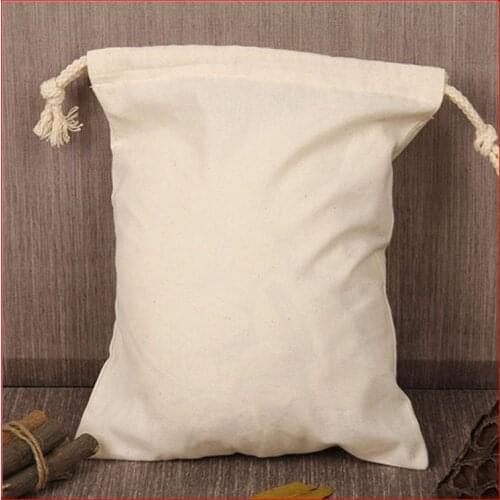 500pcs/lot) size personlized blank organic cotton drawstring bag with logo printed