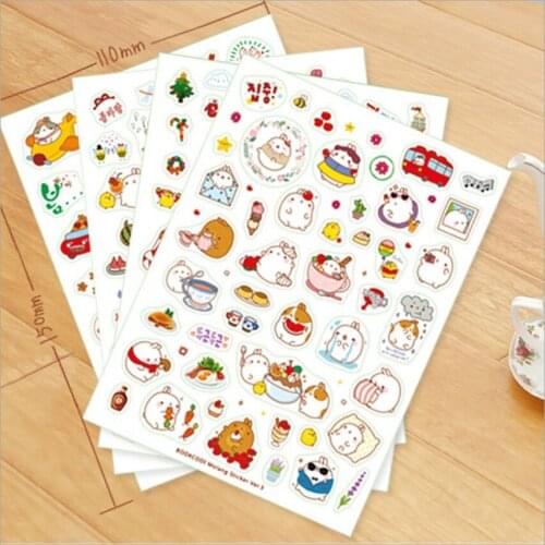 6Pcs/Pack Season 3 Fat Molang Rabbit Decorative Sticker Diary Album Label Sticker DIY Scrapbooking Stationery Stickers Escolar