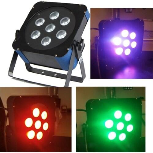 Free Shipping 7x10w RGBWA 5in1 Battery Powered Wireless DMX Built-in LED Par Uplight with 1 Wireless DMX Receiver Transmitter