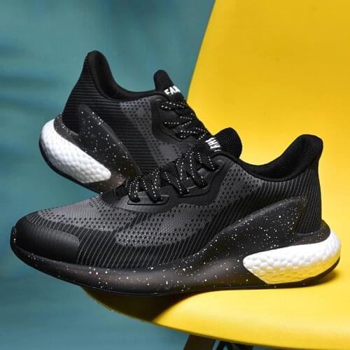 Breathable Trendy Mesh Men Sneakers Elasticity Sole Sport Shoes Men Running Shoes Road Walking Jogging Shoes Platform Style 46