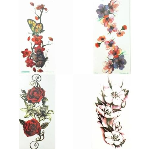 Save More! 4PCS/SET Hot Sale 21X15cm Combo Multi-style Fashion Sexy Flower Temporary Tattoo Combo#07