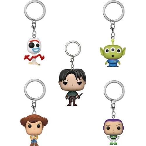 Hot DisneyToy story and Japanese Anime Attack on Titan Levi Action Figure Keychain Pocket Toys With Retail Box Christmas present