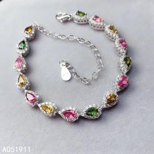 KJJEAXCMY fine jewelry natural Tourmaline 925 sterling silver new women hand bracelet support test classic