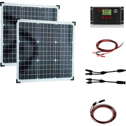 Glass Solar Panel Kit 12V 100W Monocrystalline Solar Cell 18V Rigid Temper PV Panels For Home Energy System Camping Hiking