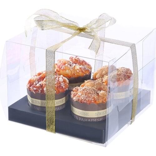 Cupcake boxes pvc transparent cup box for 2/4/6/12 cupcakes birthday cake box inches heightening thick plastic birthday gift dec