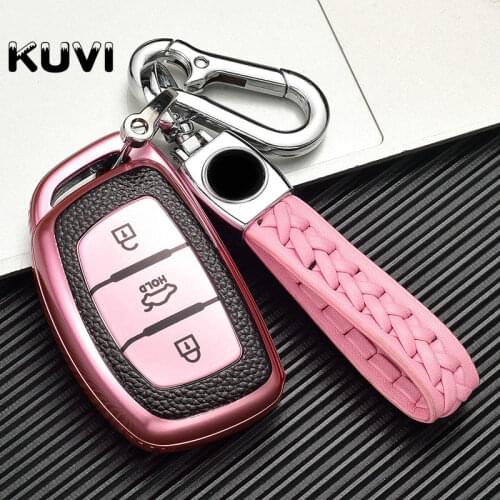 Leather Car Remote Key Cover Case For Hyundai ix20 ix25 i30 ix35 Tucson Verna Sonata Solaris Santa Elantra Key Protect Fob