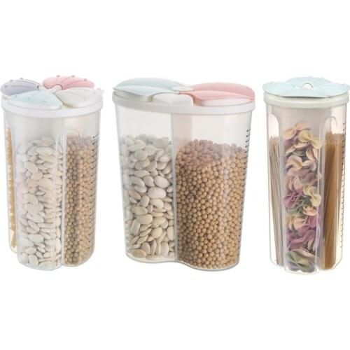 Kitchen Dried Grain Food Storage Bottle Jar Plastic Lid Cover Clear Container