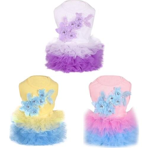 Summer Sweet Dog Dress Lace Tulle Princess Dress For Dogs Cats Chihuahua Puppy Bubble Skirt Birthday Wedding Dress Pet Supplies