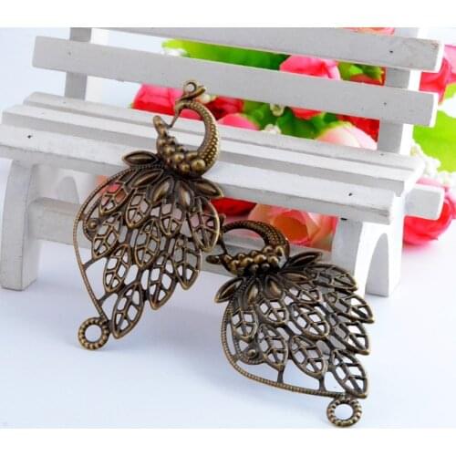 MIAOCHI 30 Antique Bronze Peacock Wraps Connectors Metal Crafts Decoration DIY Findings Connectors 71x37mm J3099