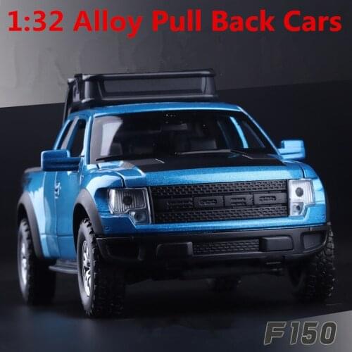 1:32 alloy pull back car model, high simulation model Ford F150 pickup, metal diecasts, flashing & musical, free shipping