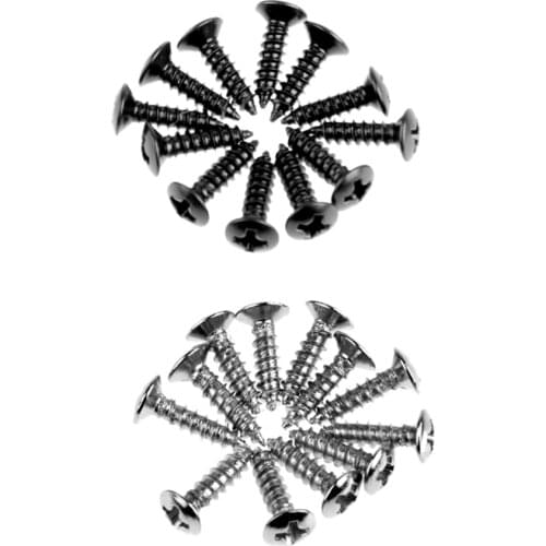 24pcs Scratchplate Pickguard Screws for Fender Guitar Strat Tele Silver Black