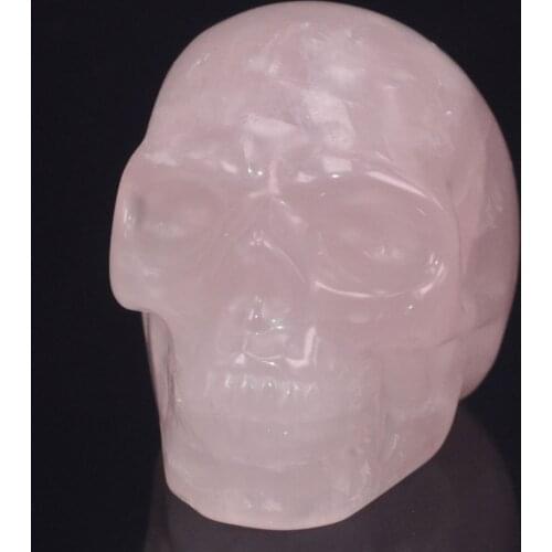 2"Natural Rose Quartz Skull Stone Carved Chakra Healing Reiki Feng Shui Skull Decorative Crafts, Minerals