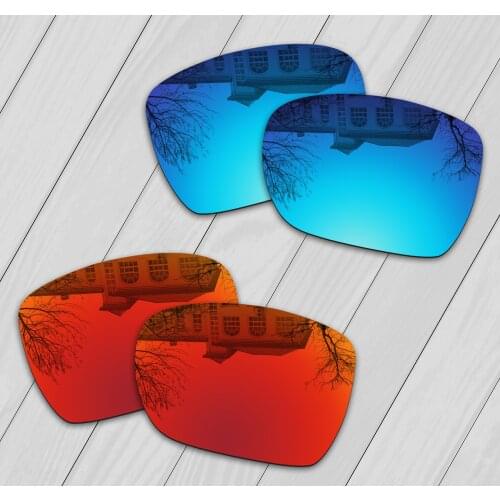 E.O.S 2 Pairs Ice blue & Fire Red Mirror Polarized Replacement Lenses for Oakley Dispatch 1 OO9090 Sunglasses