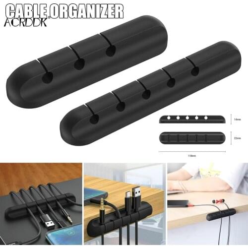 Cable Organizer Silicone USB Cable Winder Desktop Tidy Management Clips Desktop Cables Organizer FC