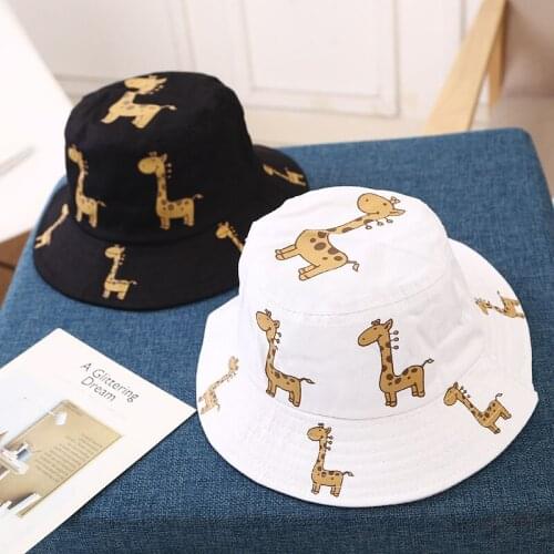 Cartoon Children Hat Soft Spring Summer Kids Girl Boy Giraffe Pattern Bucket Cap Outdoor Child Fisherman Beach Sun Hat