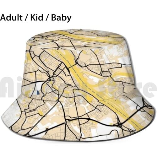 Yellowprint Map Colour Map Prints Bucket Hat Adult kid baby Beach Sun Hats Map Maps City Maps