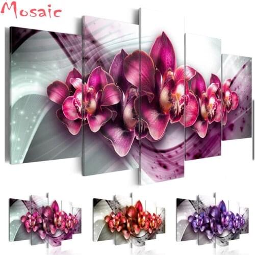 Full diamond Embroidery sale 5D DIY Diamond Painting Square/Round Drill Mosaic painting Wall Art Europe flower,custom art,5pcs