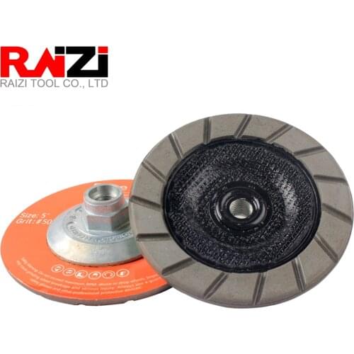 Raizi 5 inch/125mm Diamond Easy Edge Grinding Cup Wheel Ceramic Bond for Concrete Floor Scratches Removal Dry Polishing Disc