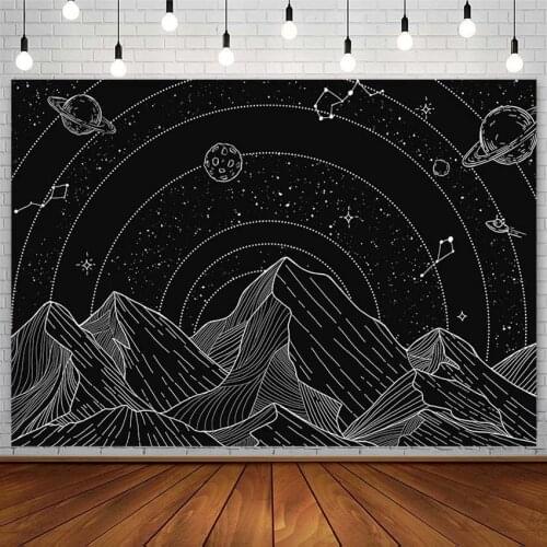 Sci-Fi Universe Backdrops Mountain Constellation Planet Subject Baby Shower Photography Background Photo Studio Photophone Decor