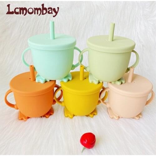 1pcs Baby Feeding Cups Silicone Sippy Cup Leakproof Training Cup For Toddlers & Kids With Silicone Sippy Cup Lids Solid