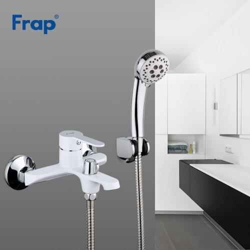 FRAP Shower Faucets multi-color bathroom shower brass chrome wall mounted bath shower mixer taps shower head set black white red