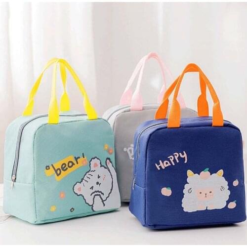 Cartoon Heat Cold Insulation Lunch Bag Baby Food Milk Bottle Storage Waterproof Oxford FOX Bento Handbag Infant Kids