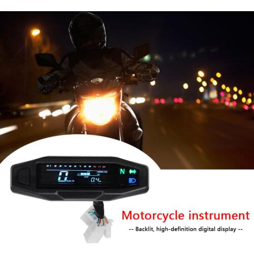 Mini Universal Motorcycle Speedometer Odometer Tachometer RPM Fuel Meter Backlit LCD Digital Electric Injection Carburetor Meter