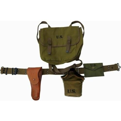MILITARY WW2 US ARMY EQUIPMENT FULL SET M36 HAVERSACK 1911 HOLSTER CANTEEN armyshop2008