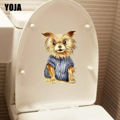 YOJA 15.4*23.9CM Funny Dogs Living Room Home Decor Toilet Sticker Wall Decal T3-0639