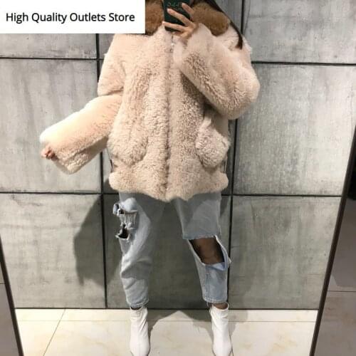 Ladies shearling jacket women real leather jacket suede coat lamb fur jacket