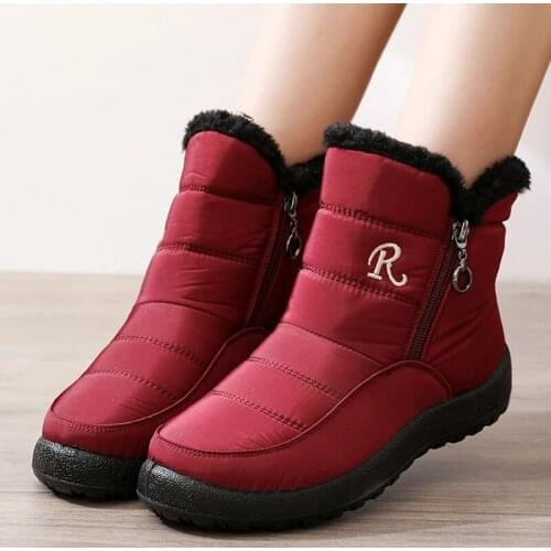 2021 Women Waterproof Snow Boots Unisex Winter Ankle Boots Ladies Plush Warm Casual Shoes Female Zip Leisure Flat Plus Size