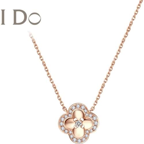 I Do 18 K Gold Necklace Fine Jewelry Four Leaf Clover Series Genuine Diamond For Women Lucky Gift Merry Christmas New Year