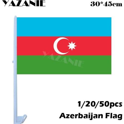 YAZANIE 30*45cm 1/20/50pcs Azerbaijan Window Car Flags and Banners Polyester National Flag Flying for National Day Event Party