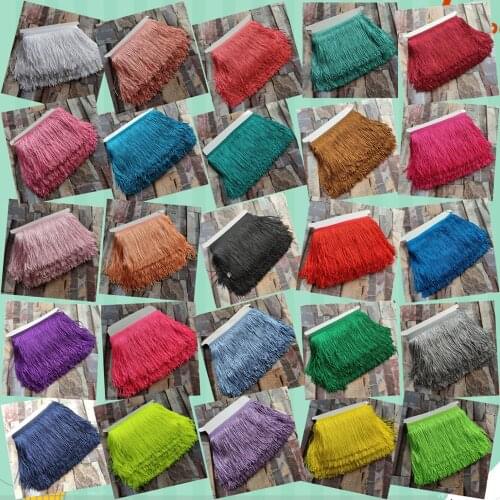 1 Meters 20CM Long 25 Color Lace Fringe Trim Polyester Tassel Fringe Trimming For Dress Stage Garment Curtain Accessories