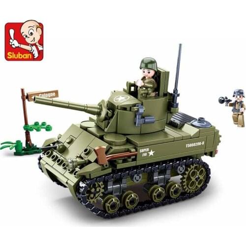 344Pcs World War II Normandy Landing US Army M5 Stirling Tank Weapon Building Blocks Military Soldier Bricks Classic Kids Toys