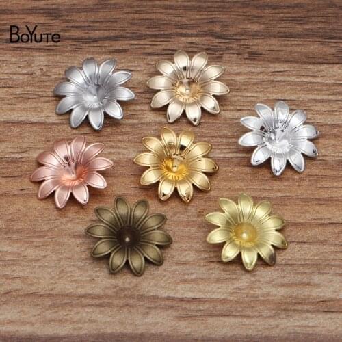 BoYuTe (100 Pieces/Lot) 18MM Metal Brass Stamping Flower Accessories Diy Hand Made Jewelry Materials Wholesale