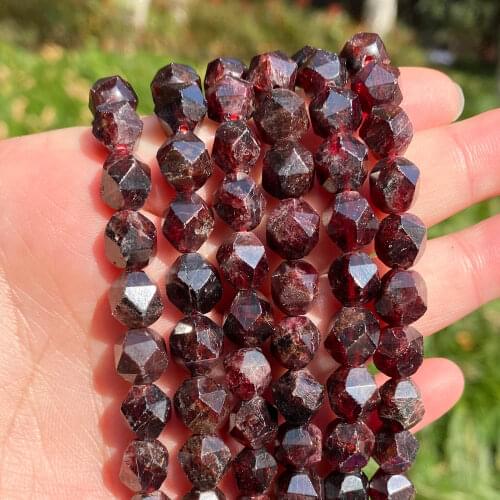 Natural Stone Faceted Garnet Loose Spacer Beads For Jewelry Making Pick Size 6 8 10mm DIY Bracelet Necklace Jewellery 15 Inches