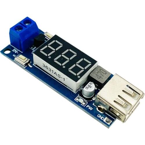 DC 4.5-40V to 5V 2A USB Charger LED Step-down Buck Converter with Voltmeter Module Low Power Automatic Protection