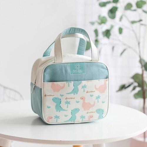 Children Canvas Lunch Bags Portable Functional Canvas Stripe Insulated Thermal Food Picnic Kids Cooler Lunch Box Bag Tote