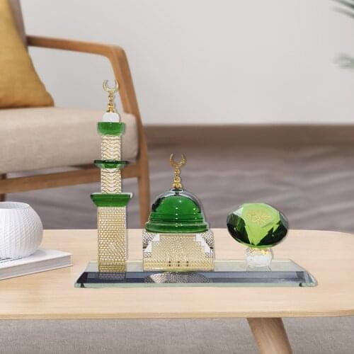 Crystal Architecture Figurine, Collectible Home Decor Muslim Kaaba Clock Tower Model Miniature Statue, Car Islamic Ornament