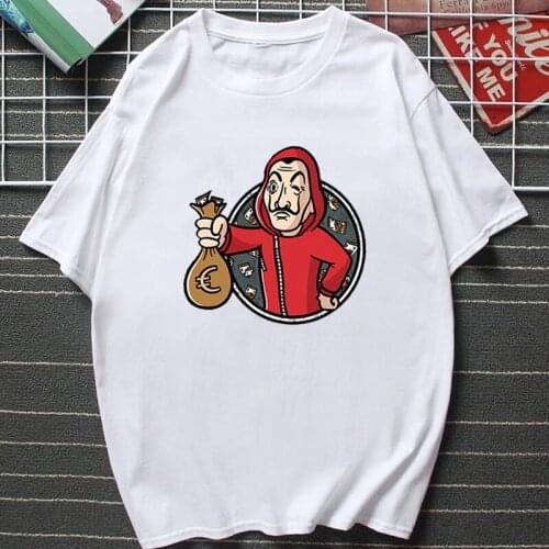 House of Paper Money Heist La Casa De Papel Series Men Printing T Shirt Funny Pattern Short-sleev Tops Cotton Male Oversized Tee