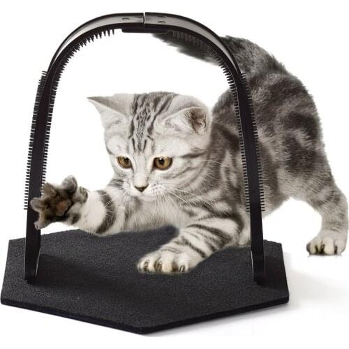 Self-grooming Toy Kitten Scratch Board with Catnip Beauty Brush Multi-Function Pet Cat Interactive Turbo Arch Massager Training