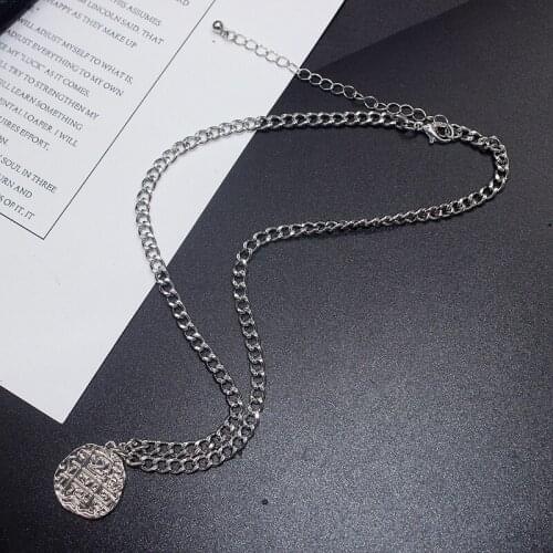 Fashion temperament short necklace hip hop fashion thick chain net red necklace silver plated pendant clavicle chain chain chain