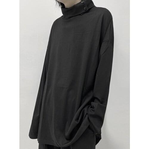 This years popular early autumn Yamamoto wind dark high-neck bottoming shirt design sense long-sleeved t-shirt men