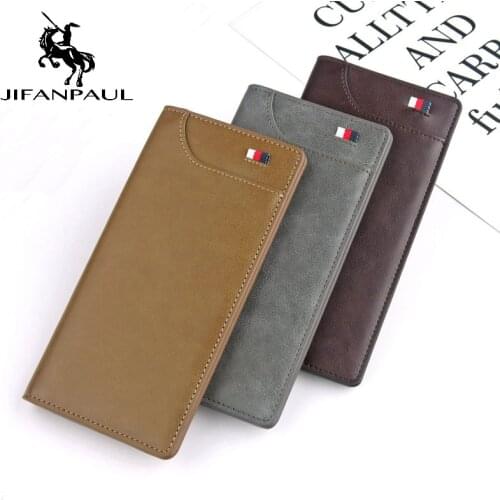 New mens long wallet European and American retro fashion oil wax leather casual ribbon wallet Free shipping