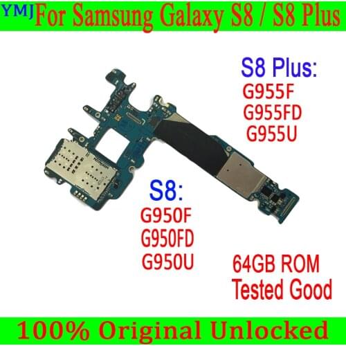 For Samsung Galaxy S8 Plus G955F G955FD G955U S8 G950FD G950F G950U Original unlocked Motherboard 64GB,with Android System