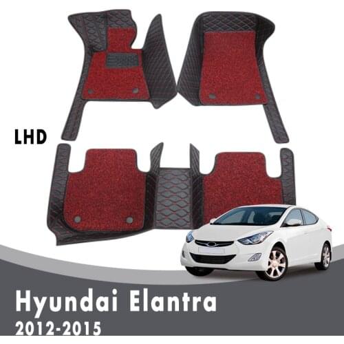 Luxury Double Layer Wire Loop Car Floor Mats For Hyundai Elantra 2015 2014 2013 2012 Custom Waterproof Covers Leather Carpets