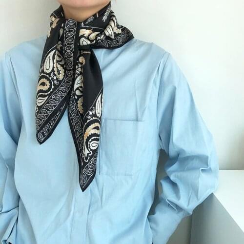 Luxury Brand Silk Square Plaid Scarf Women Satin Neck Hair Tie Band Soft Work Neckerchife 2021 NEW Hijab Head Female Foulard